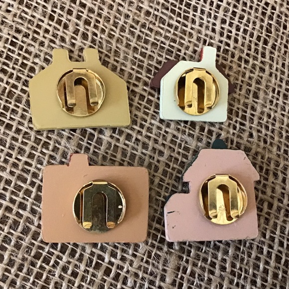 Vintage hand painted wooden button covers - Picture 7 of 8